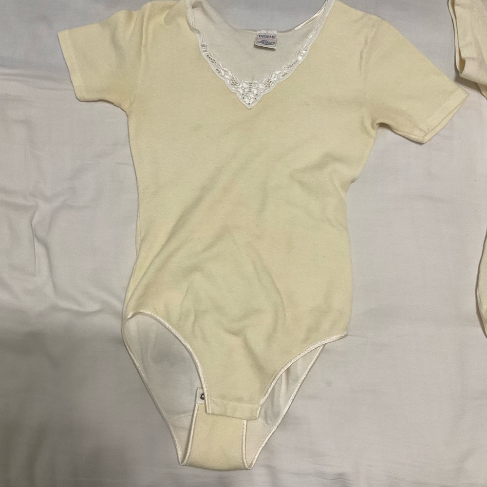 Vintage Cream Lace Trim One Piece